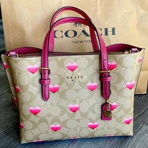 Women’s Coach Tote w/ Stripe Heart Print NWT